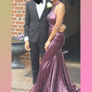 Long formal purple prom dress